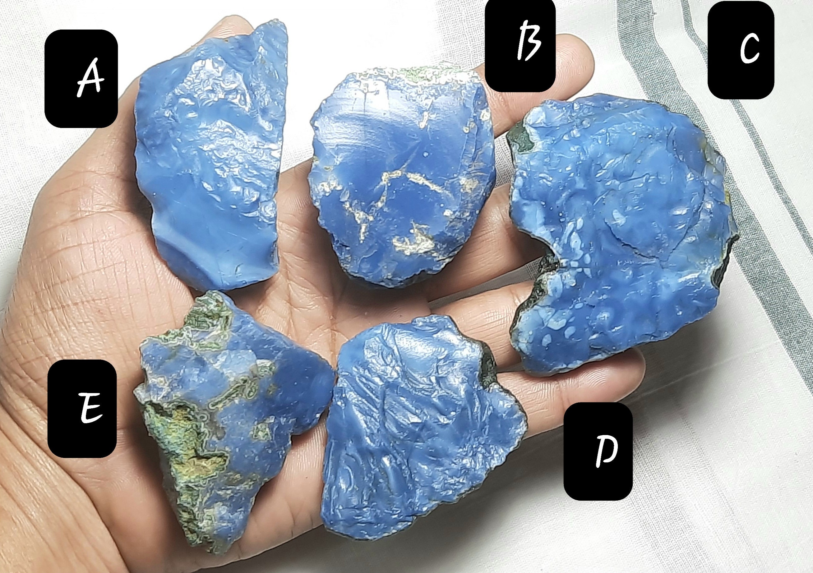 Natural Blue Opal Rough: Unpolished Gemstone Specimens Slices Slab Rock Chunk For Jewelry