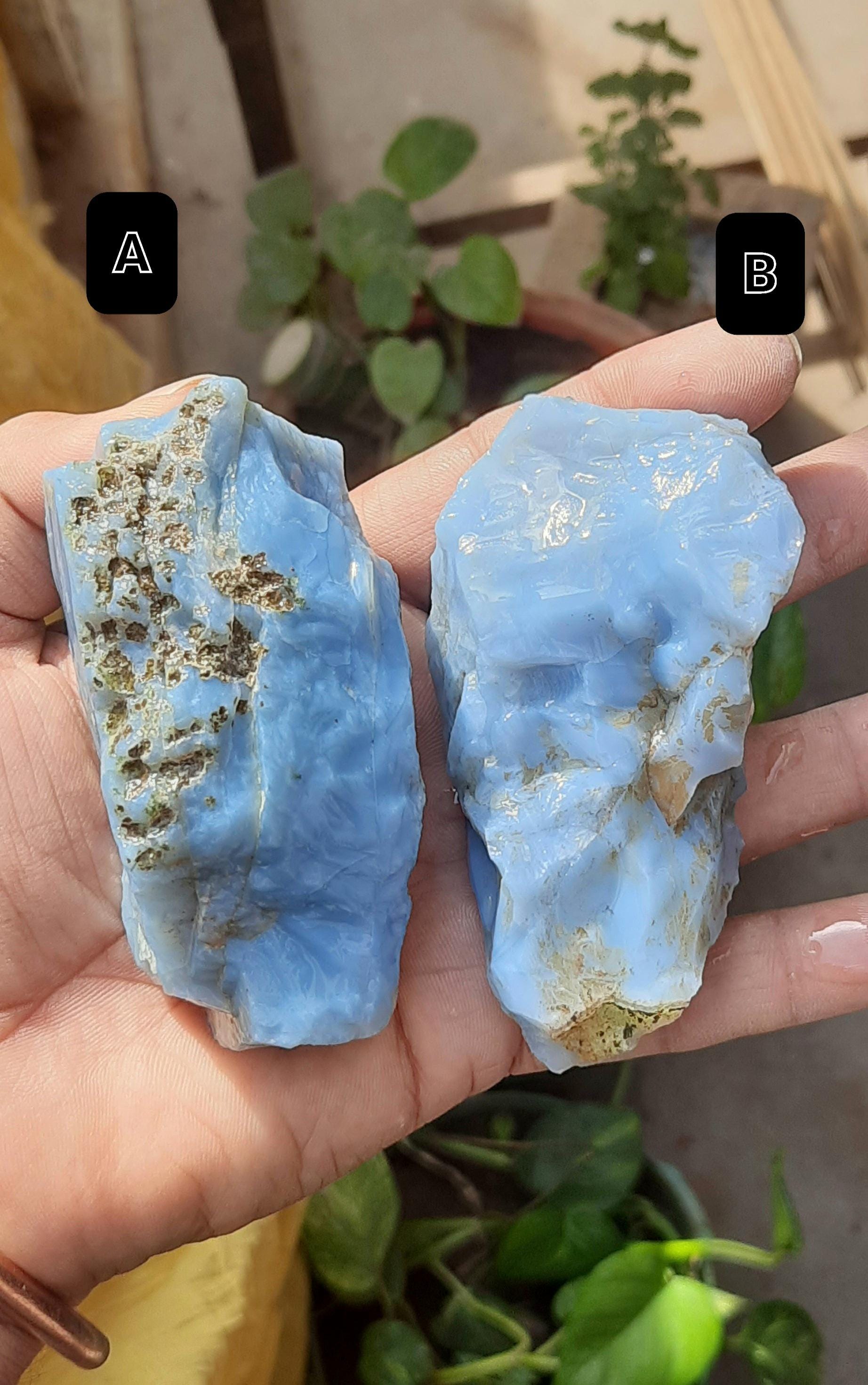 Natural Blue Opal Rough: Raw Gemstone Slice Slab Specimens Rock Chunk For Jewelry Making