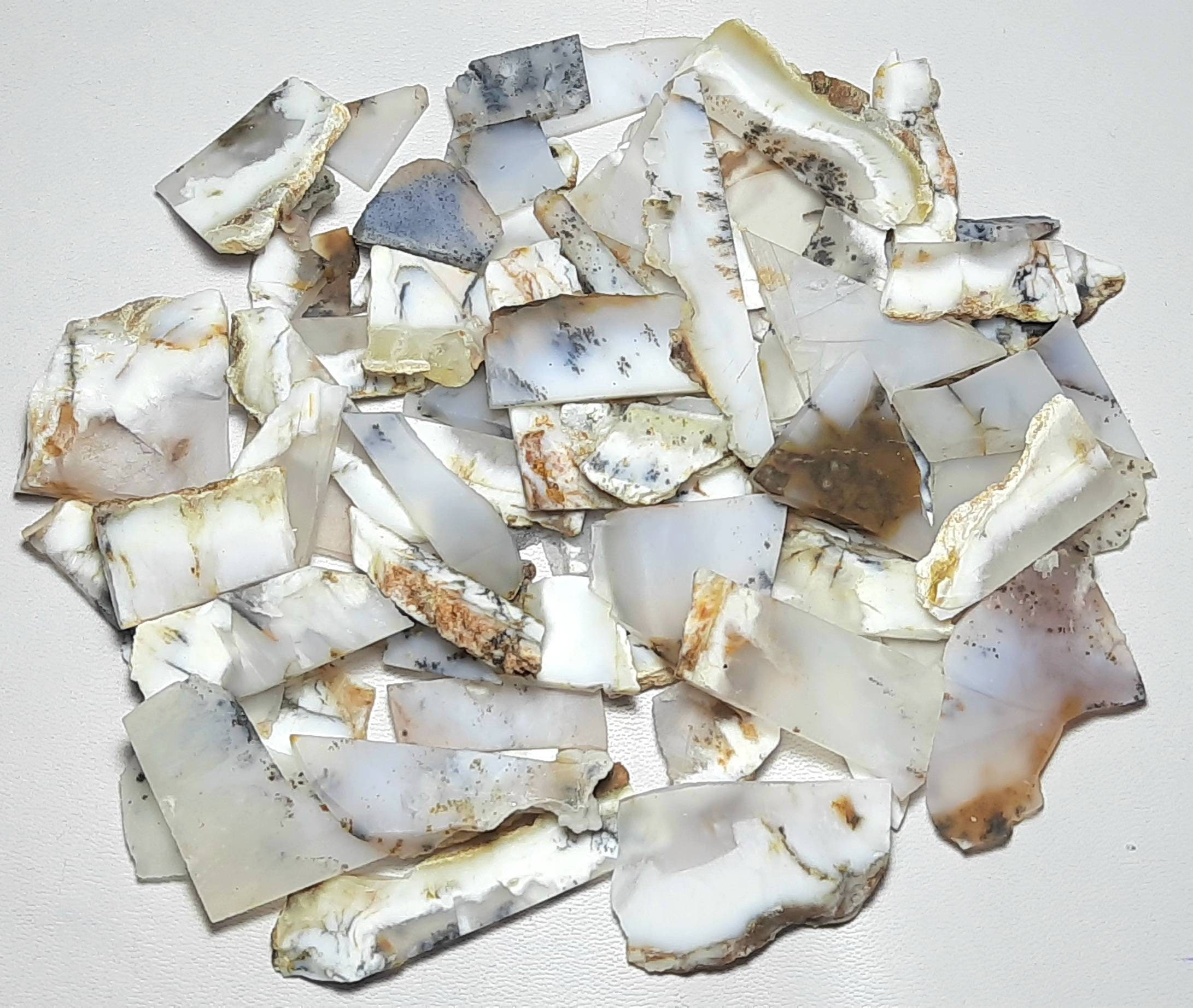 Natural Dendritic Opal Rough: Unpolished Opal Slab Specimens Rock Chunk Gemstone Slices