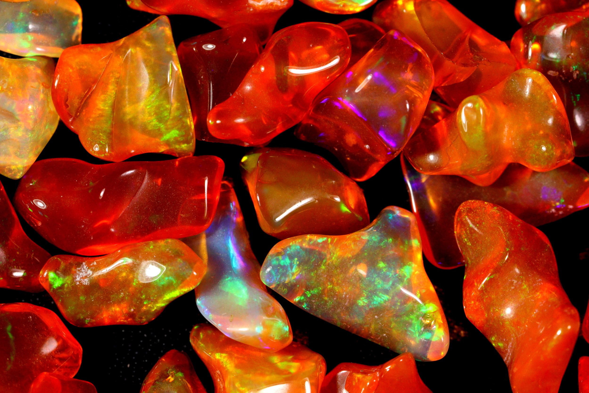 Natural Multi Fire Mexican Opal Rough: Polished Gemstone For Jewelry (6-18mm, Natural Multi Fire Mexican Opal Rough: Polished Gemstone For Jewelry (6-18mm,