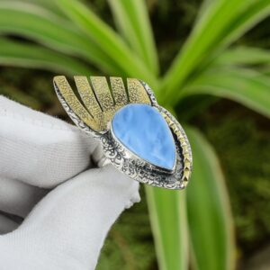 Handmade Owyhee Blue Opal Sterling Silver Ring - Size 6.5 Handmade Owyhee Blue Opal Sterling Silver Ring - Size 6.5