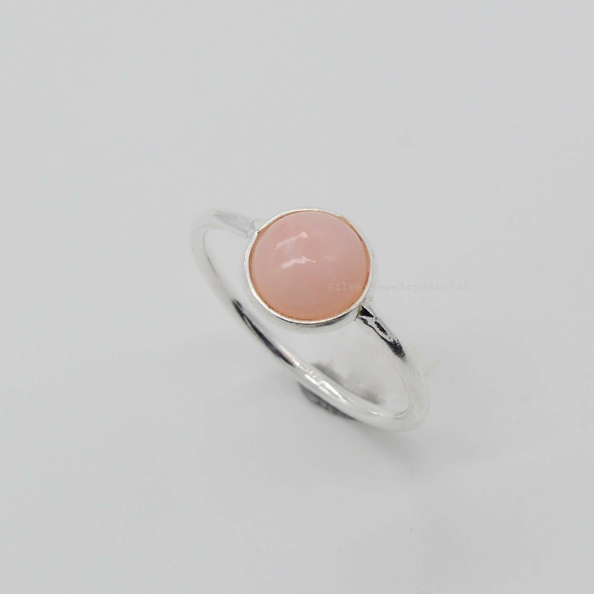 Handmade Pink Opal Ring: 925 Sterling Silver Gemstone