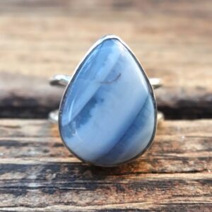 Handmade Sterling Silver Blue Owyhee Opal Ring - Size 7.5 Handmade Sterling Silver Blue Owyhee Opal Ring - Size 7.5