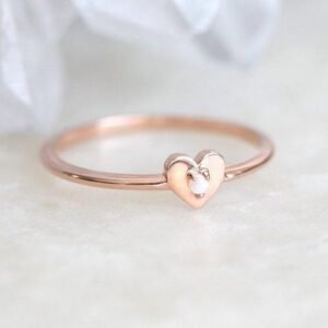 Heart Ring • Opal Heart Ring in 14k/18k Gold • Dainty Gold Ring • Promise Ring • Gift for Her