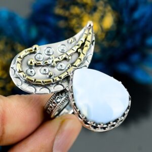 Owyhee Blue Opal Ring: Handmade 925 Sterling Silver Adjustable Gemstone Ring Owyhee Blue Opal Ring: Handmade 925 Sterling Silver Adjustable Gemstone Ring