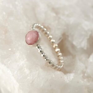 Sterling Silver Pink Opal Ring, October Birthstone Sterling Silver Pink Opal Ring, October Birthstone