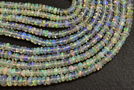 16 Inches - Aaa Flashy Ethiopian Opal Beads - Natural Most Beautiful Smooth Ethiopian Opal Rondelle Beads - Size Is 3 Mm #821