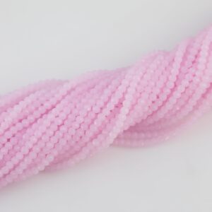 3mm Crystal Rondelle -2 Or 5 Or 10 Strands- Extra Fine-14 Inches Long About 100+ Beads - Pink Opal