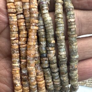 4 Strands Of Breccieated Honey Opal Rondelle Beads 4-6mm 8" 4 Strands Of Breccieated Honey Opal Rondelle Beads 4-6mm 8"
