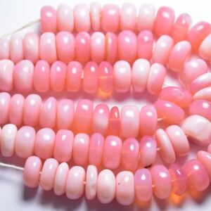 7.5 Inches - Big Natural Smooth Pink Opal Rondelle - Size Is 12-13 Mm #1886