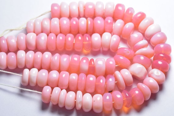 7.5 Inches - Big Natural Smooth Pink Opal Rondelle - Size Is 12-13 Mm #1886