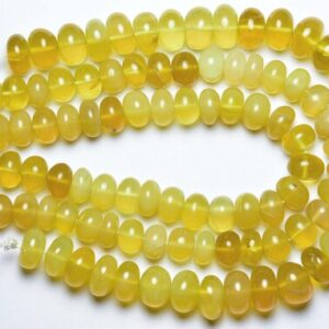 7 Inches - Natural Beautiful Smooth Yellow Opal Rondelle Beads - Size Is 9.5 Mm #1734