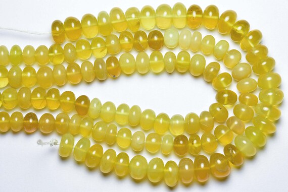 7 Inches - Natural Beautiful Smooth Yellow Opal Rondelle Beads - Size Is 9.5 Mm #1734