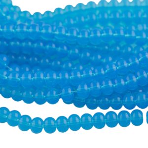 7x10mm Crystal Smooth Roundel 1 Or 2 Or 5 Or 10 Strands- 16 Inch Strand- Opal Blue