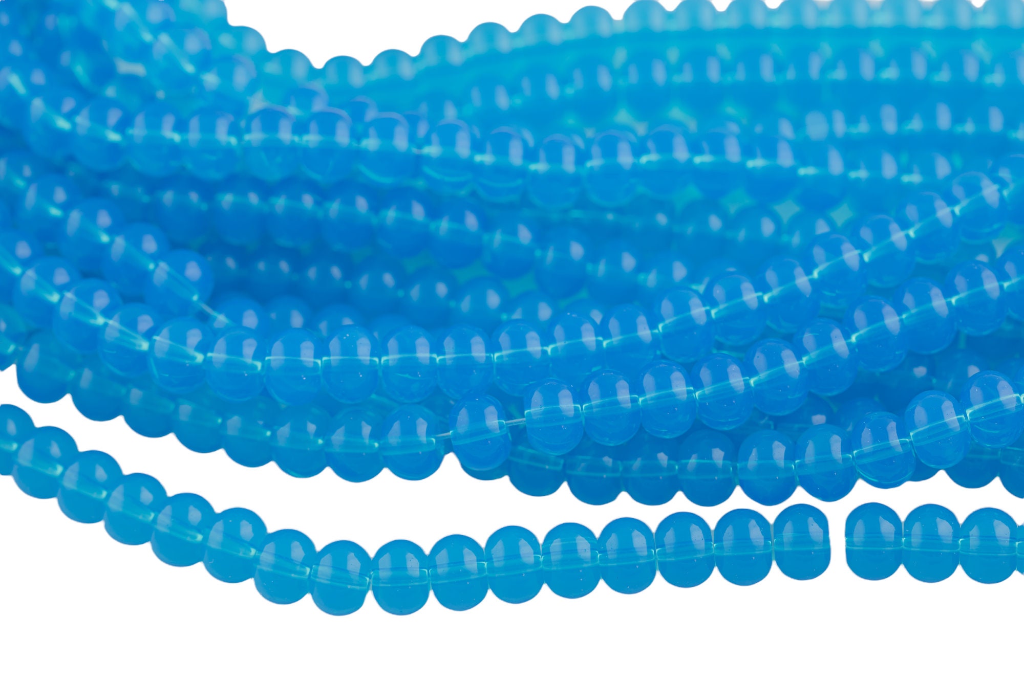 7x10mm Crystal Smooth Roundel 1 Or 2 Or 5 Or 10 Strands- 16 Inch Strand- Opal Blue