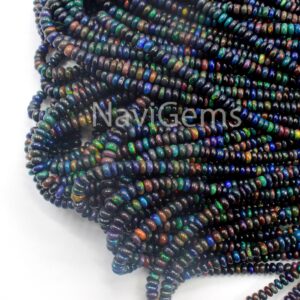 Aaa Black Opal Rondelle Beads: 3.5-5mm Gemstone Jewelry Making