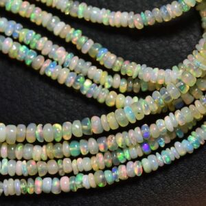 Aaa Flashes Ethiopian Opal Beads - Natural Most Beautiful Smooth Ethiopian Opal Rondelle Beads - Size Is 3- 4.5 Mm #2094