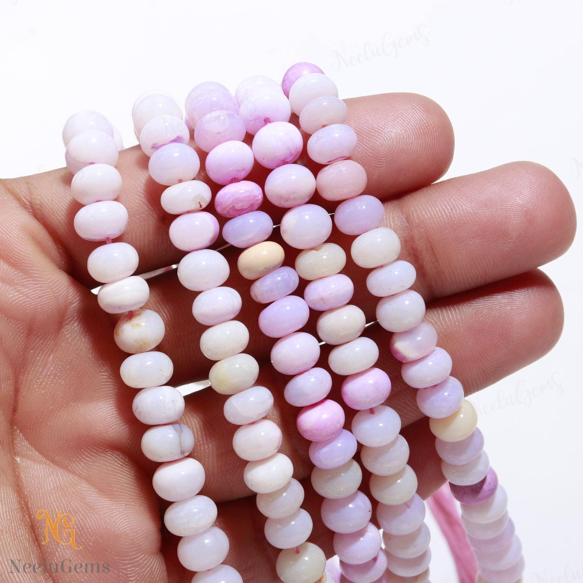 Aaa+ Natural Pink Peruvian Opal Beads, 7-8mm Smooth Rondelle Gemstone Beads For Jewelry Making, 15" Strand Pink Andean Opal For Diy Jewelry