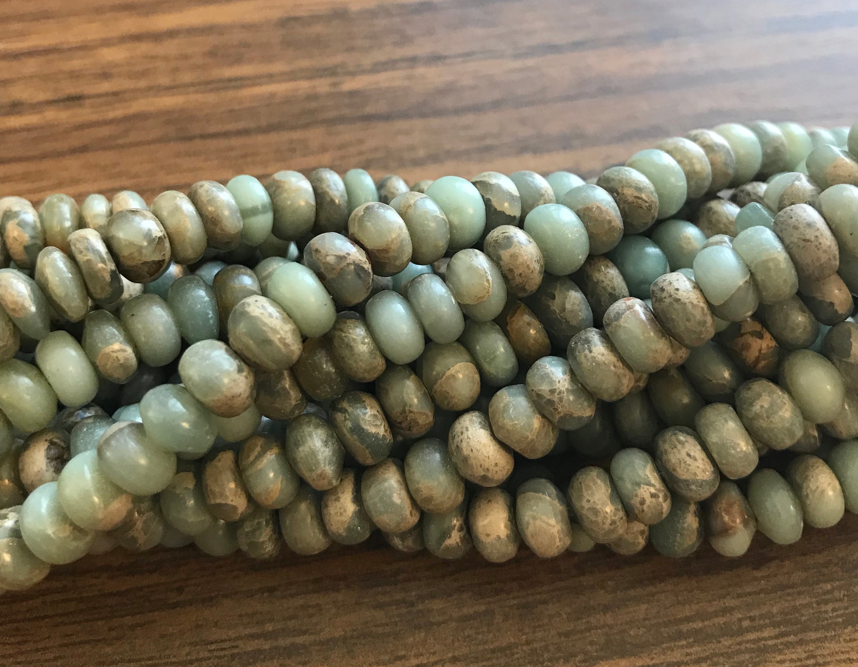 African Blue Opal 6x3-4mm Rondelle Gemstone Beads--15.5"
