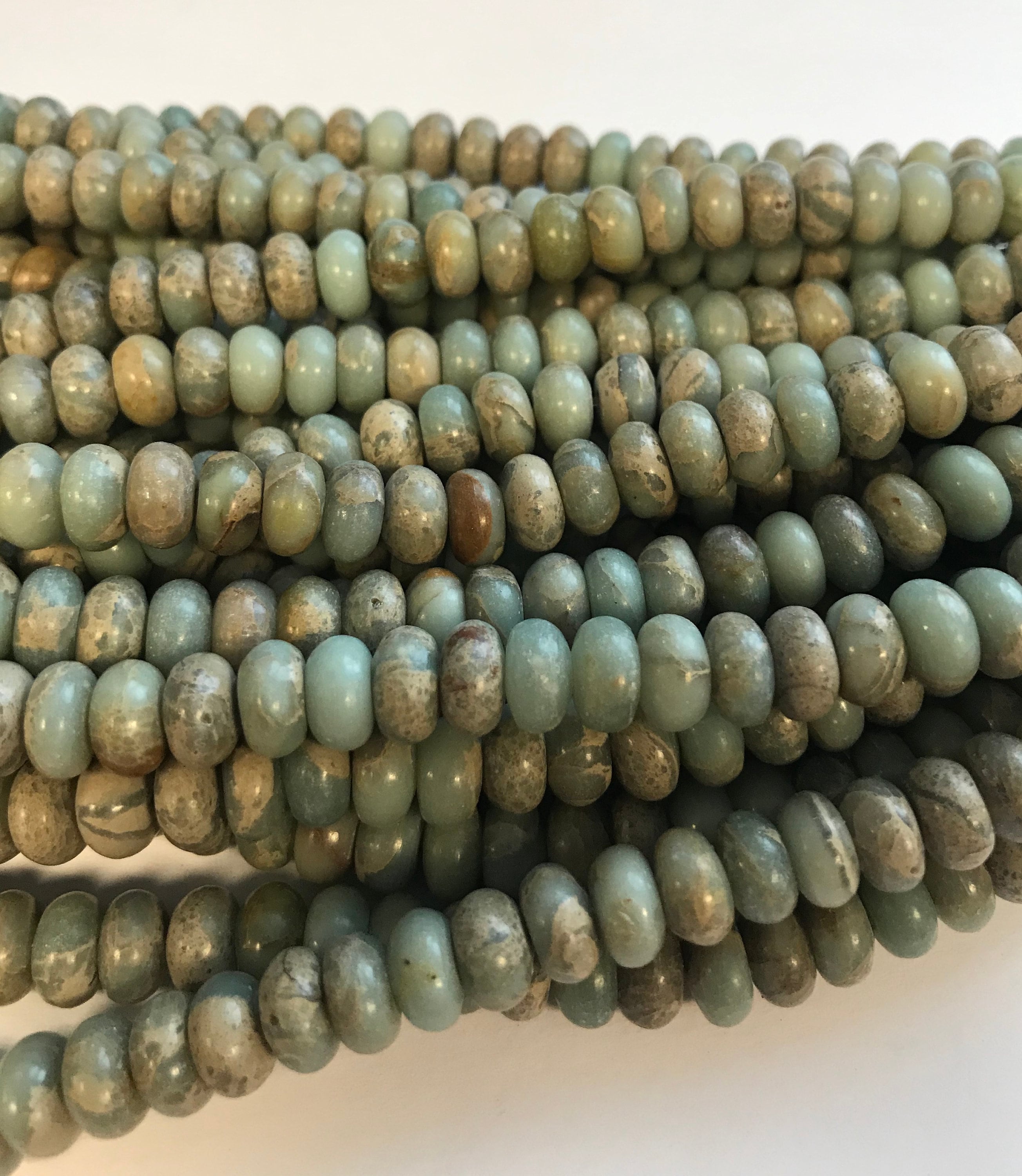 African Blue Opal 6x3mm 8x5mm 14x6mm Rondelle Gemstone Beads  - 15.5 Inch Strand