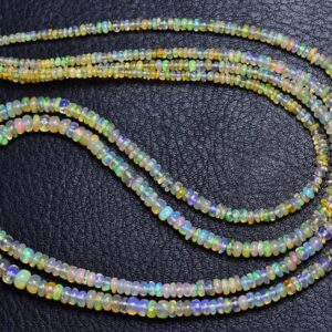 Beautiful Ethiopian Opal Rondelle Beads - 17 Inches - Natural Smooth Finest Quality Ethiopian Opal Rondelle - Size Is 2.5 - 5 Mm #188