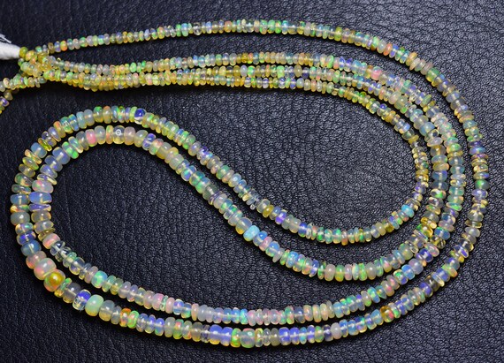 Beautiful Ethiopian Opal Rondelle Beads - 17 Inches - Natural Smooth Finest Quality Ethiopian Opal Rondelle  - Size Is 2.5 - 5 Mm #188