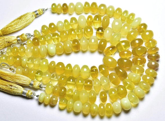 Big Beautiful Yellow Opal Rondelle Beads - 7 Inches - Natural Smooth Yellow Opal Rondelle - Size Is 8 - 10 Mm #2429