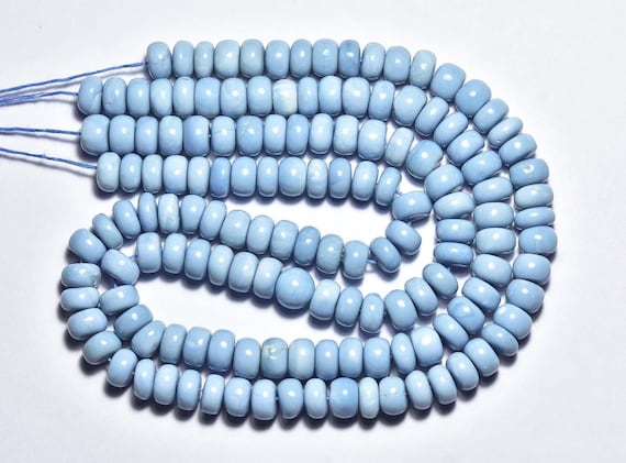 Blue Opal Smooth Rondelle Beads - 8 Inches - Super Quality Blue Opal Smooth Rondelle Beads Strand - Size Is 9 - 9.5 Mm #314
