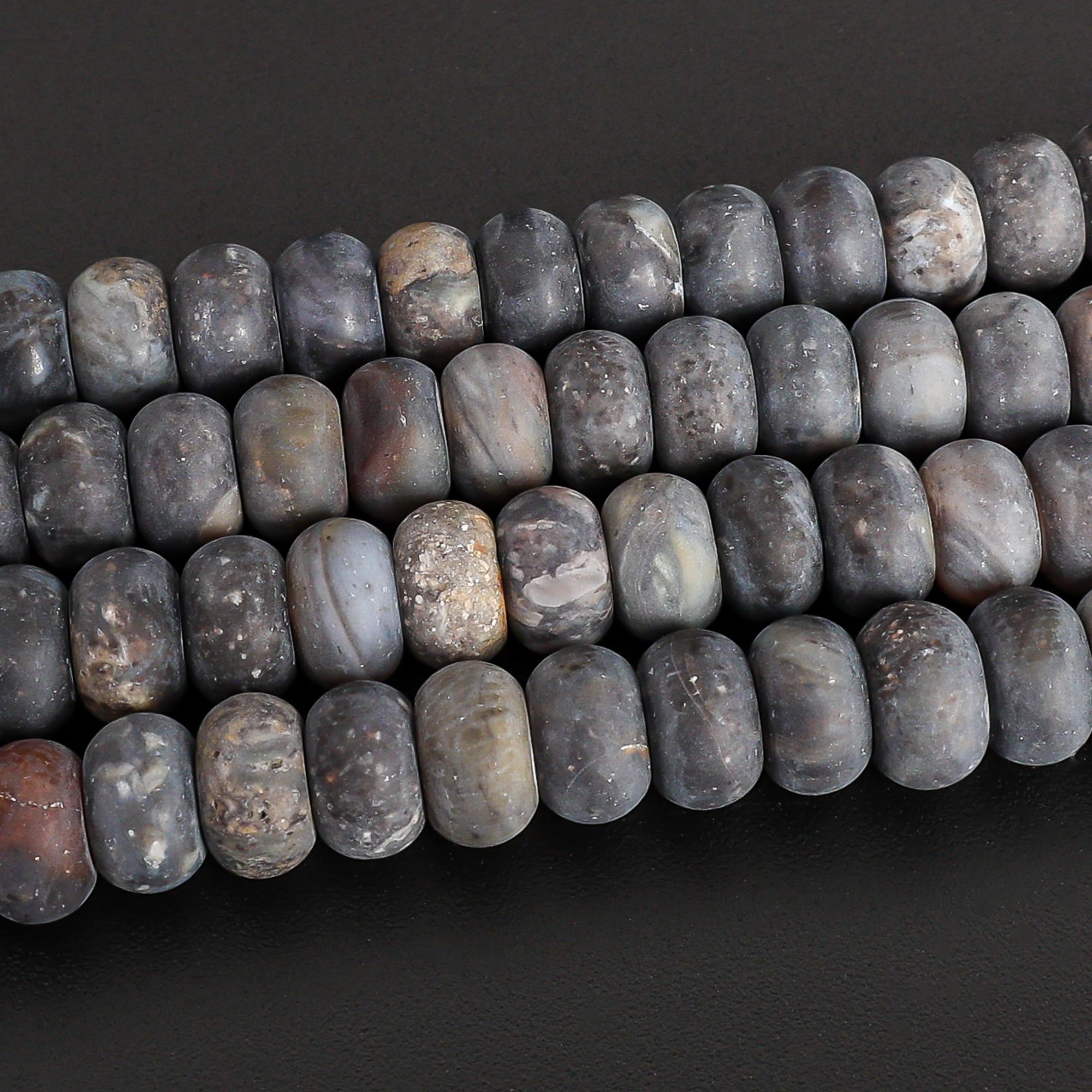 Bulk Black Gray Opal Loose Beads 6x4mm 8x5mm Grade A Dull Polish Rondelle Gemstone Beads 15" 7.5" For Diy