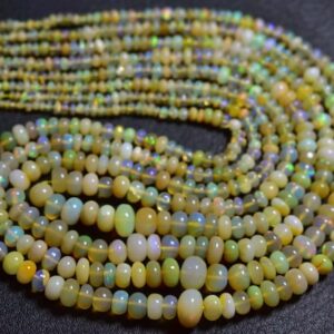 Ethiopian Opal Rondelle Beads - 16 Inches - Natural Smooth Yellow Ethiopian Opal Rondelles - Size Is 2-6mm #1420