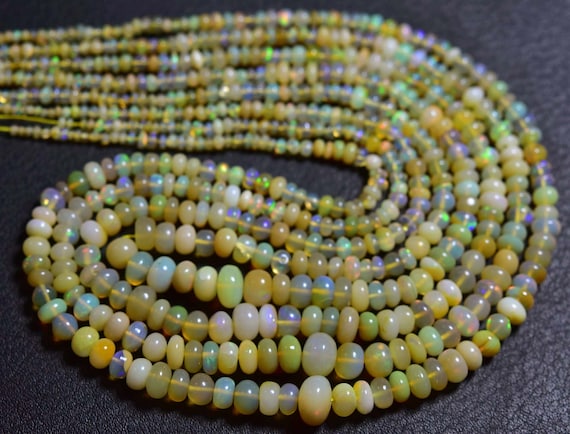 Ethiopian Opal Rondelle Beads - 16 Inches - Natural Smooth Yellow Ethiopian Opal Rondelles - Size Is 2-6mm #1420