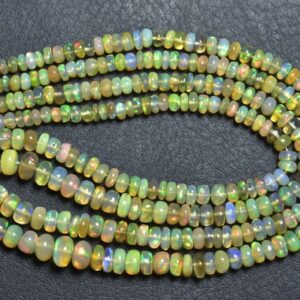 Ethiopian Opal Rondelle Beads - 18 Inches - Natural Beautiful Ethiopian Opal Smooth Rondelles - Size Is 3-5.50mm #994