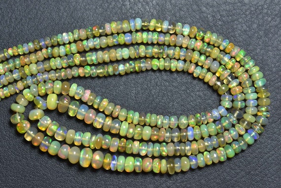 Ethiopian Opal Rondelle Beads - 18 Inches - Natural Beautiful Ethiopian Opal Smooth Rondelles - Size Is 3-5.50mm #994