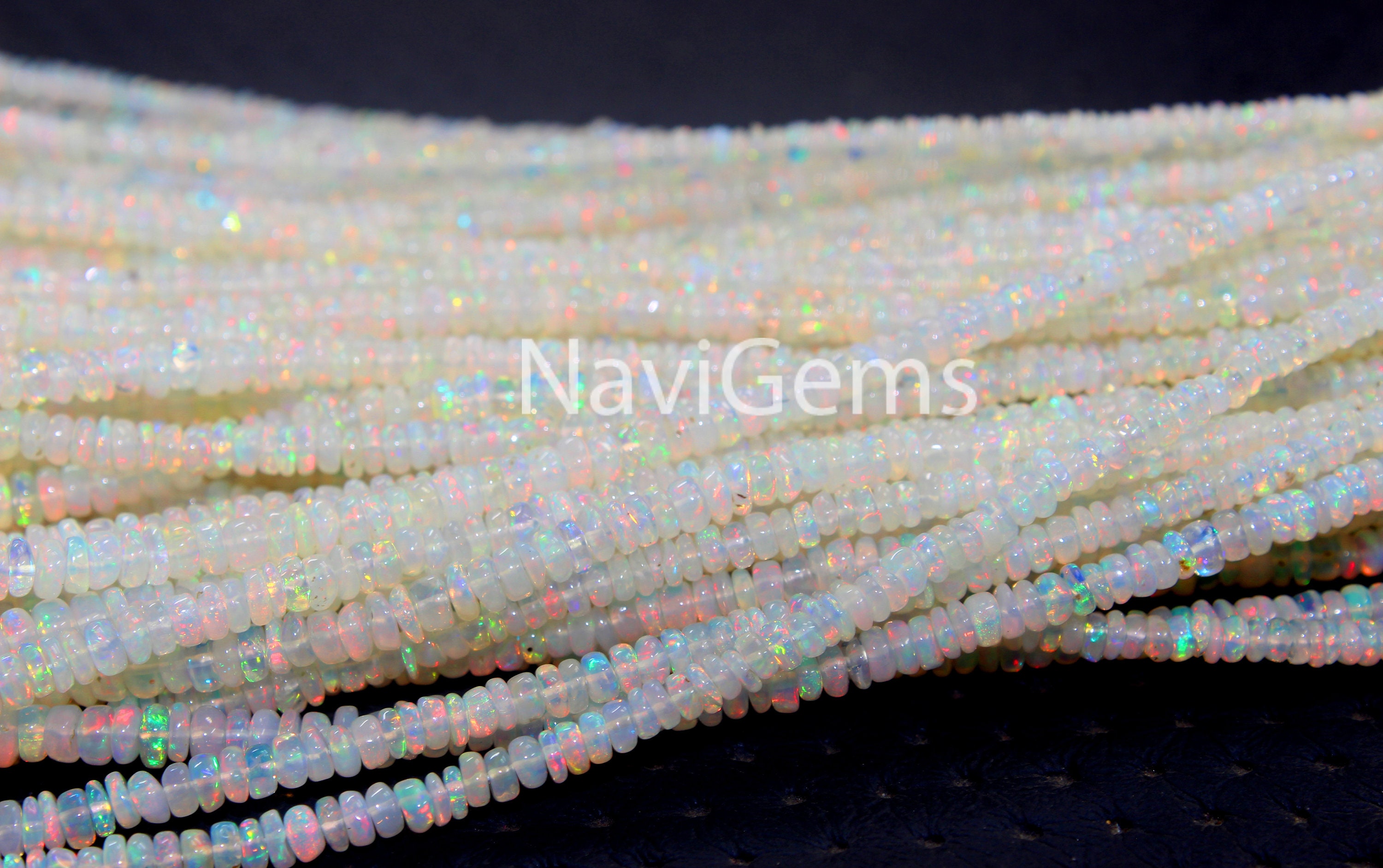 Ethiopian Opal Rondelle Beads: Smooth Gemstone Jewelry Making (3-5mm, 8" Long)