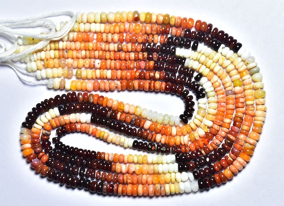 Mexican Opal Rondelle Beads - 13 Inches - Natural Mexican Opal Smooth Shaded Opal Rondelle Size Is 3.5 Mm #544