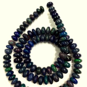 Natural Super Rare Ethiopian Blue Opal Smooth Rondelle Beads Fire Blue Opal Beads Big Size Opal 7.MM Opal Beads Top Quality