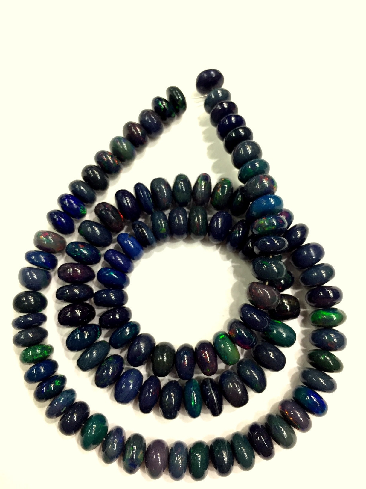 Natural Super Rare Ethiopian Blue Opal Smooth Rondelle Beads Fire Blue Opal Beads Big Size Opal 7.mm Opal Beads Top Quality