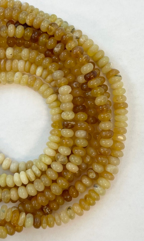 Natural Yellow Opal 6x4mm Rondelle Gemstone Beads —15.5 Inch Strand