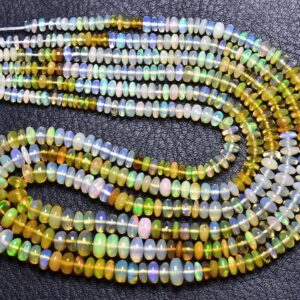 Super Quality Ethiopian Welo Opal Rondelle Beads - 13 Inches - Natural Smooth Ethiopian Opal Rondelle - Size Is 4 - 5.5 Mm #2154
