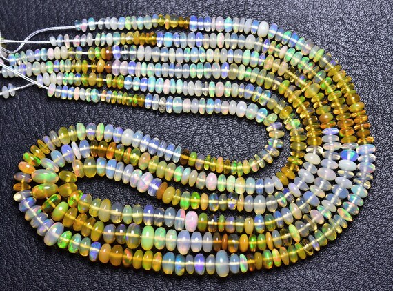 Super Quality Ethiopian Welo Opal Rondelle Beads - 13 Inches - Natural Smooth Ethiopian Opal Rondelle - Size Is 4 - 5.5 Mm #2154
