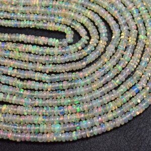 Super Quality Ethiopian Opal Rondelle Beads - Natural Most Beautiful Smooth Ethiopian Opal Rondelle Beads - Size Is 3 -3.5 Mm #854