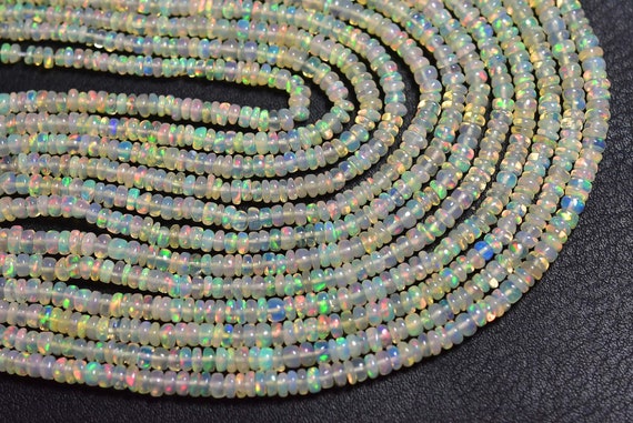 Super Quality Ethiopian Opal Rondelle Beads - Natural Most Beautiful Smooth Ethiopian Opal Rondelle Beads - Size Is 3 -3.5 Mm #854