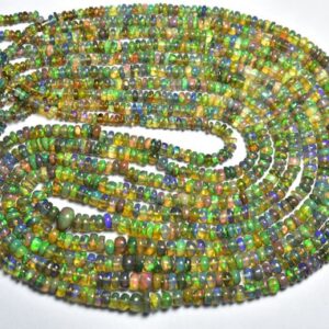 Super Quality Flashy Ethiopian Opal Beads - 17 Inches - Natural Most Beautiful Smooth Ethiopian Opal Rondelle Beads - Size Is 3-5 Mm #2116