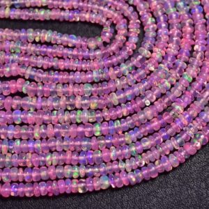 Super Quality Pink Ethiopian Opal Beads - Natural Beautiful Smooth Rose Pink Ethiopian Opal Rondelle Beads - Size Is 3.5 - 5 Mm #20