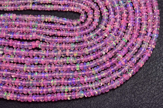 Super Quality Pink Ethiopian Opal Beads - Natural Beautiful Smooth Rose Pink Ethiopian Opal Rondelle Beads - Size Is 3.5 - 5 Mm #20