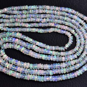 Superb Ethiopian Opal Rondelle Beads - 15 Inches - Natural Beautiful Smooth Ethiopian Opal Welo Rondelle Strand - Size Is 3 - 5 Mm #596