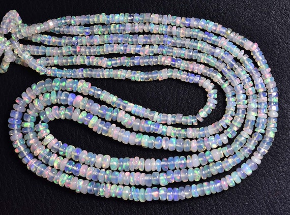 Superb Ethiopian Opal Rondelle Beads - 15 Inches - Natural Beautiful Smooth Ethiopian Opal Welo Rondelle Strand - Size Is 3 - 5 Mm #596