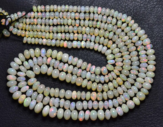 Superb Ethiopian Opal Rondelle Beads - 8 Inches - Natural Beautiful Smooth Ethiopian Opal Rondelle Strand - Size Is 4 - 6.5 Mm #108