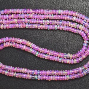 Superb Pink Ethiopian Opal Beads - Natural Super Quality Smooth Rose Pink Ethiopian Opal Rondelle - Size Is 3.5 - 5 Mm #9