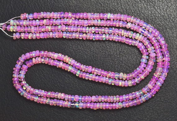 Superb Pink Ethiopian Opal Beads - Natural Super Quality Smooth Rose Pink Ethiopian Opal Rondelle - Size Is 3.5 - 5 Mm #9